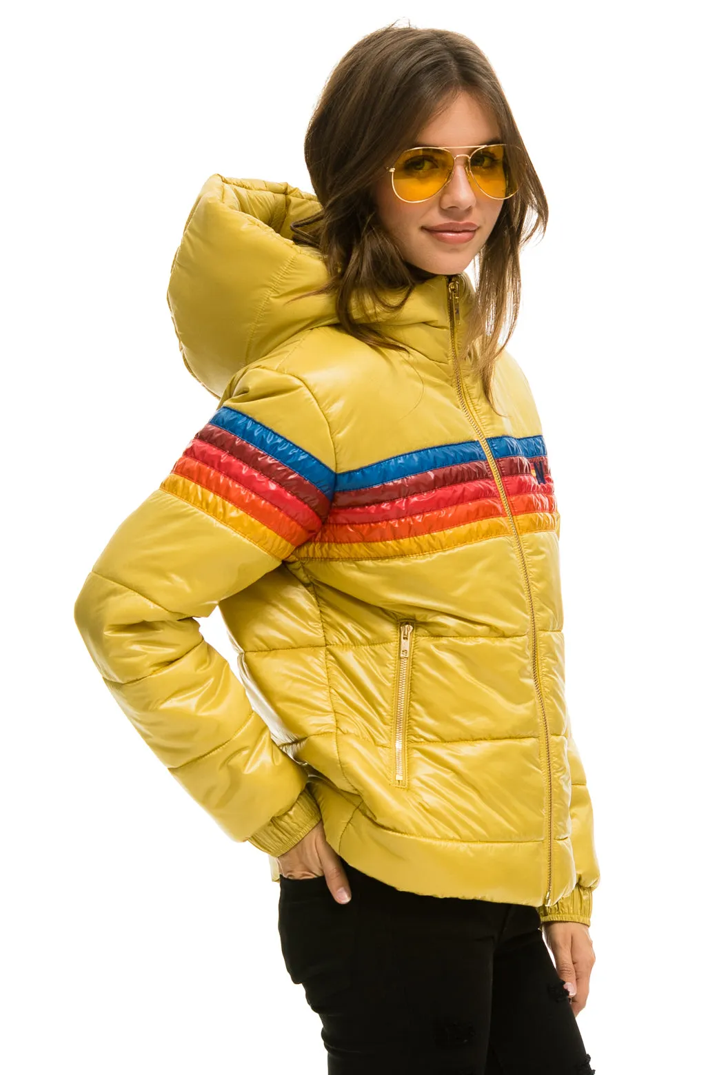 5 STRIPE TREKKER JACKET - GLOSSY KHAKI sold by Aviator Nation product image thumbnail 4