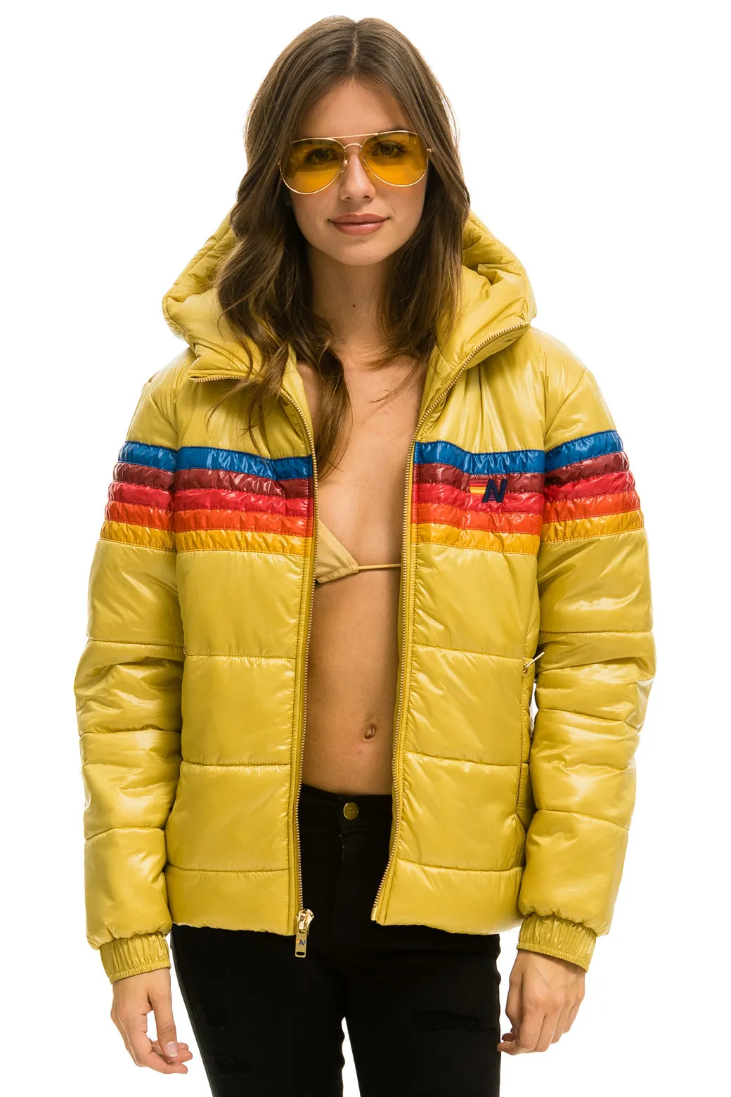 5 STRIPE TREKKER JACKET - GLOSSY KHAKI sold by Aviator Nation product image thumbnail 2