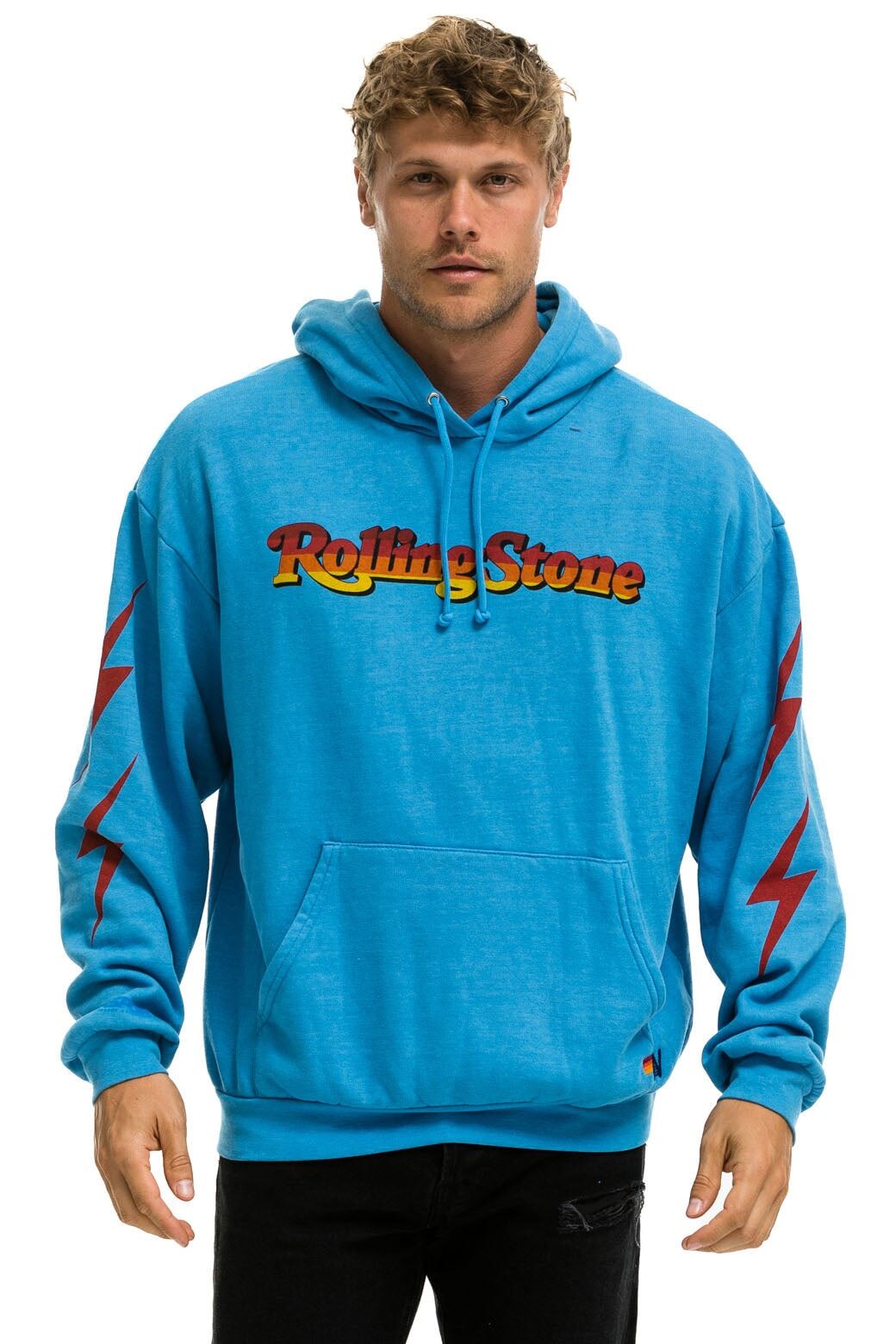 ROLLING STONE CUSTOM RELAXED PULLOVER HOODIE - OCEAN sold by Aviator Nation product image thumbnail 2
