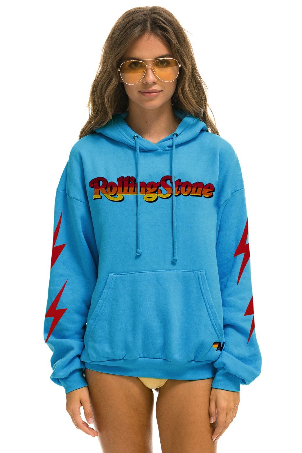 ROLLING STONE CUSTOM RELAXED PULLOVER HOODIE - OCEAN sold by Aviator Nation