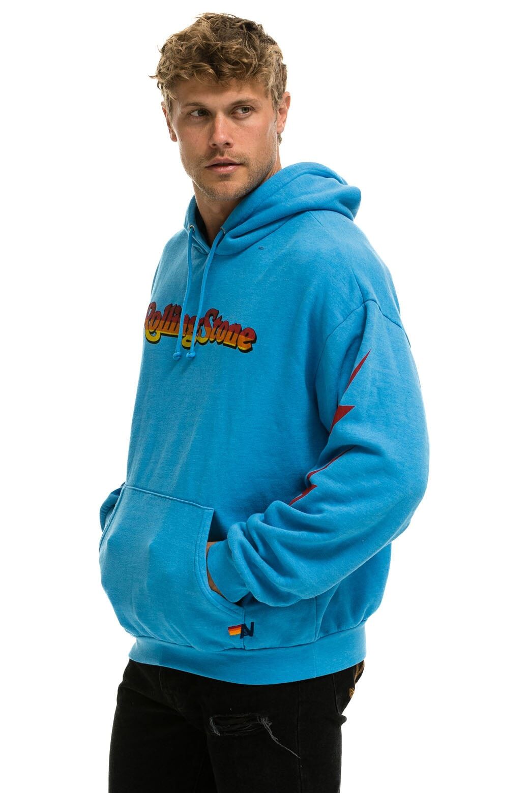 ROLLING STONE CUSTOM RELAXED PULLOVER HOODIE - OCEAN sold by Aviator Nation product image thumbnail 3