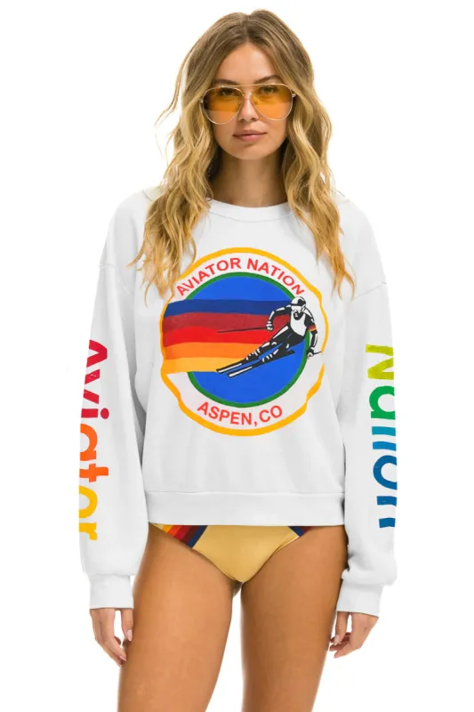 AVIATOR NATION ASPEN RELAXED CREW SWEATSHIRT - WHITE sold by Aviator Nation