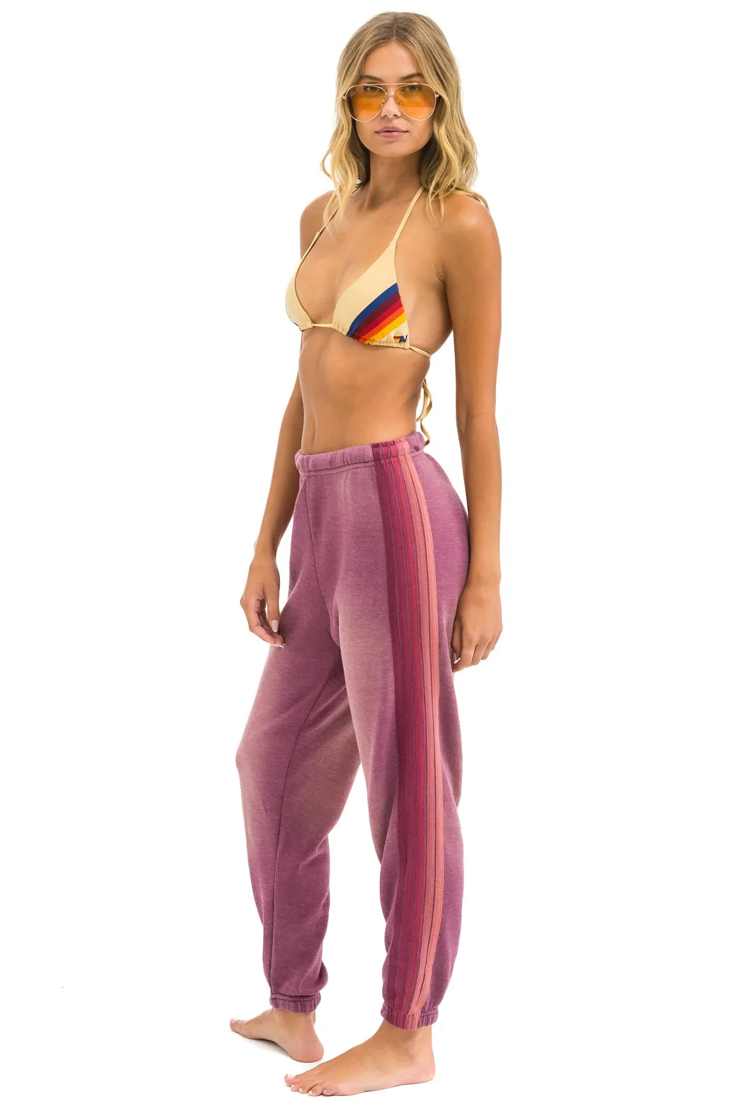 5 STRIPE SWEATPANTS - FADED BERRY sold by Aviator Nation