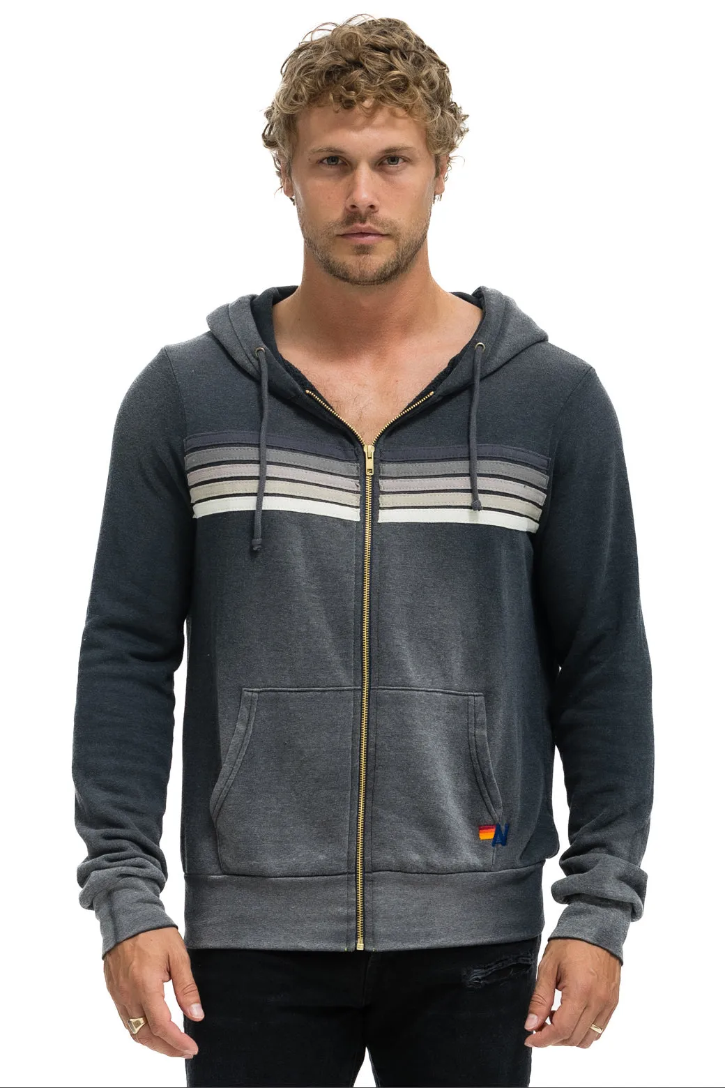 5 STRIPE HOODIE - FADED SMOKE sold by Aviator Nation product image thumbnail 2