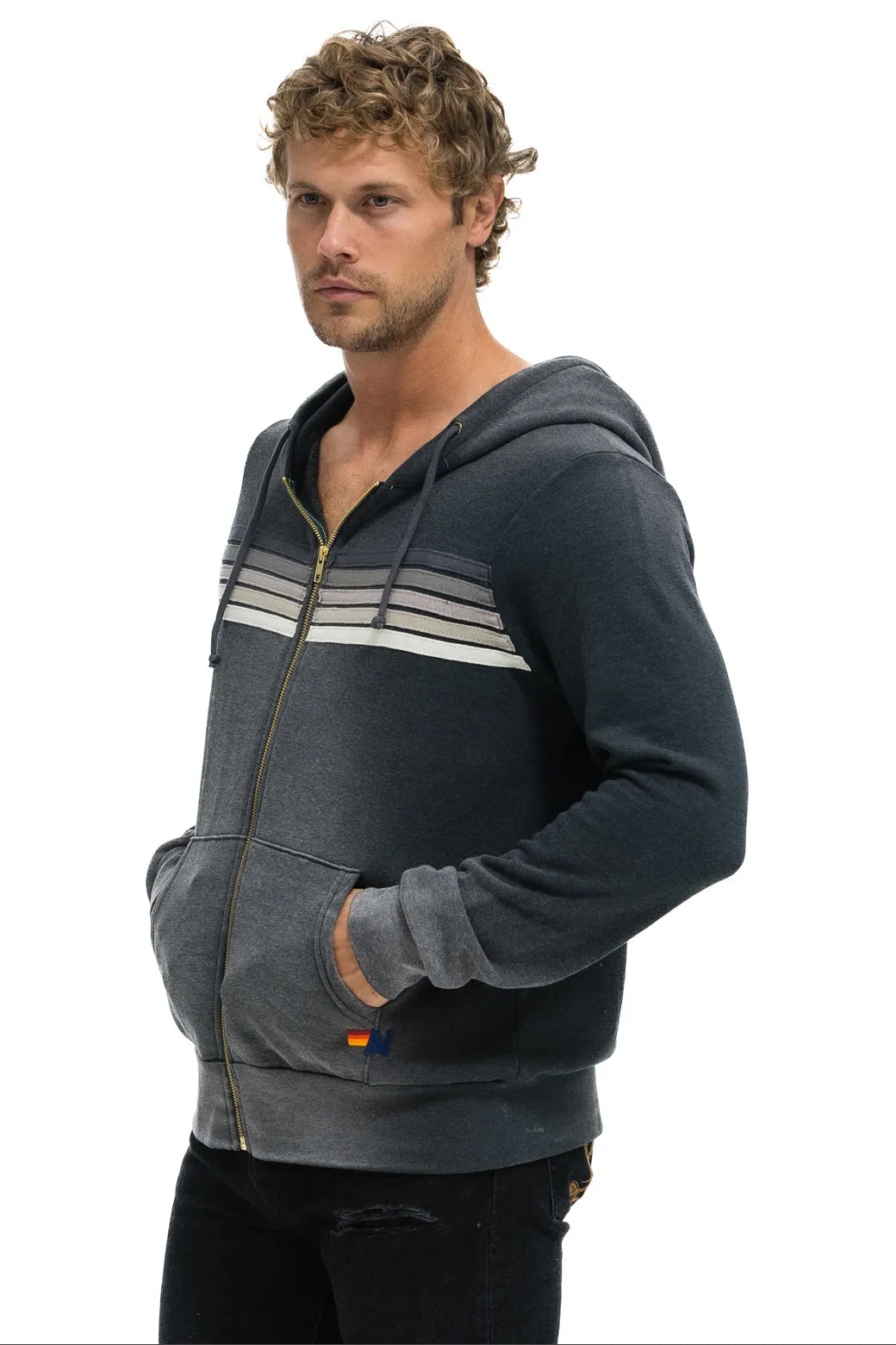 5 STRIPE HOODIE - FADED SMOKE sold by Aviator Nation product image thumbnail 4