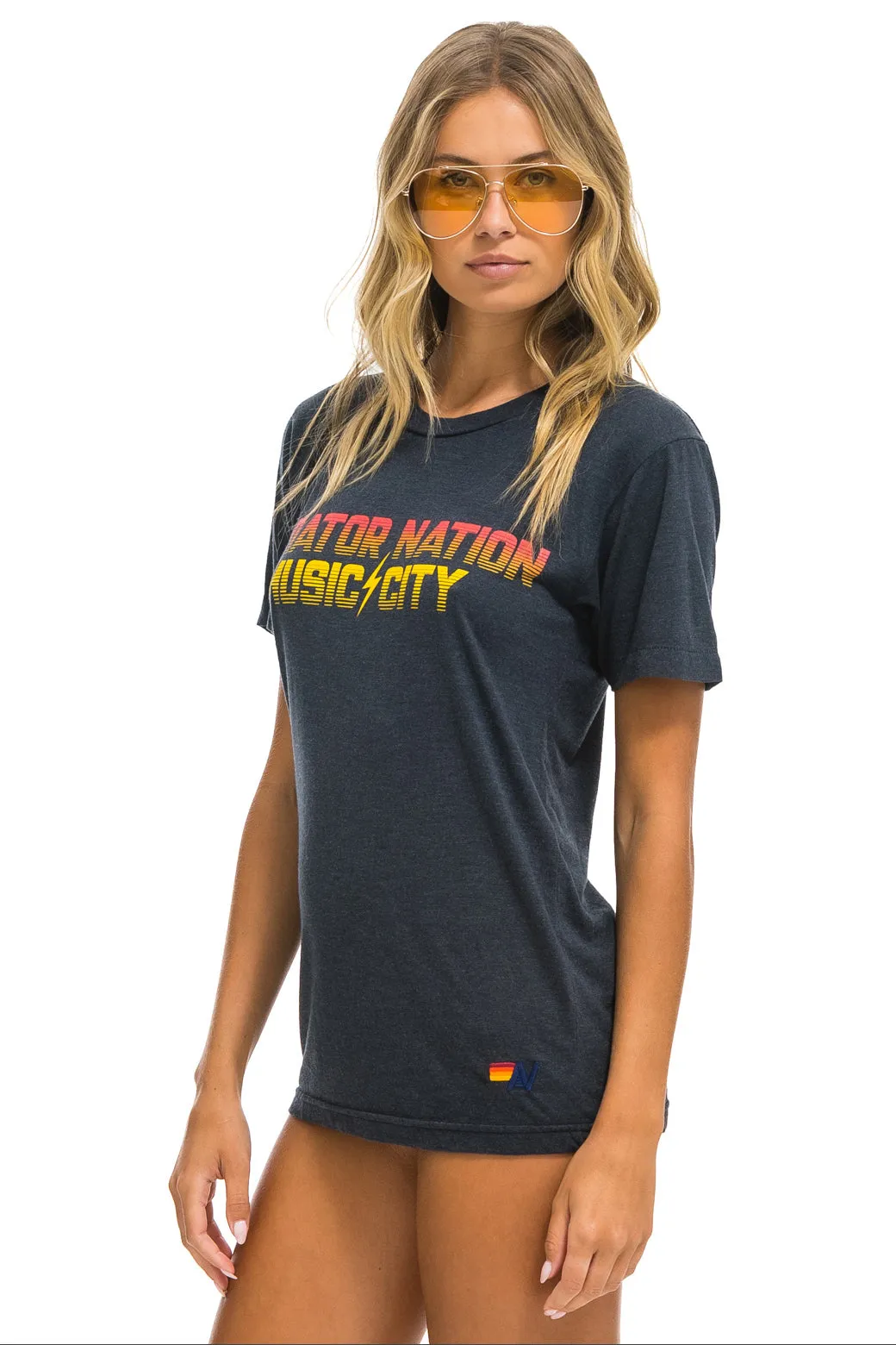 NASHVILLE MUSIC CITY TEE - CHARCOAL sold by Aviator Nation product image thumbnail 3