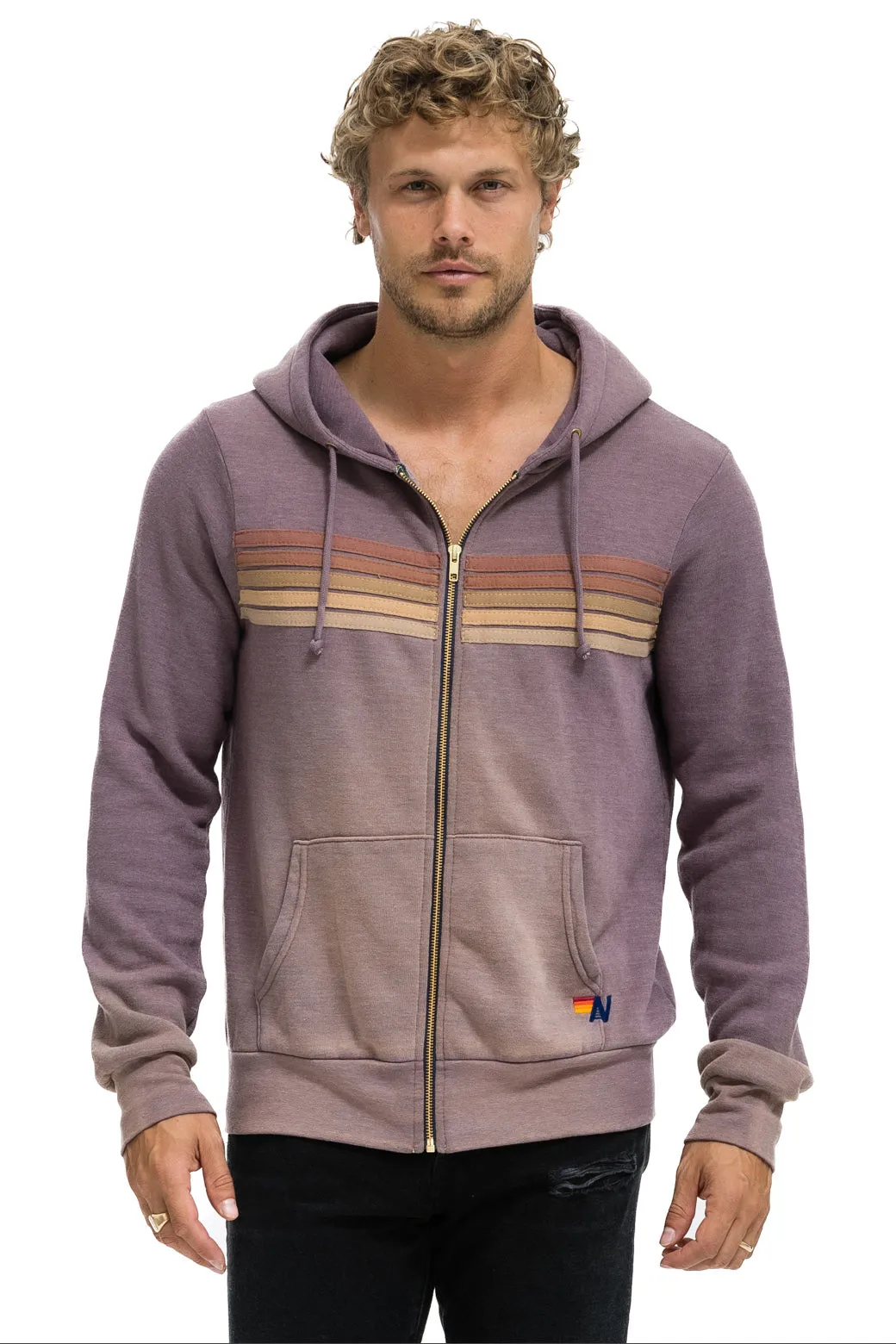 5 STRIPE HOODIE - FADED MOCHA sold by Aviator Nation product image thumbnail 2