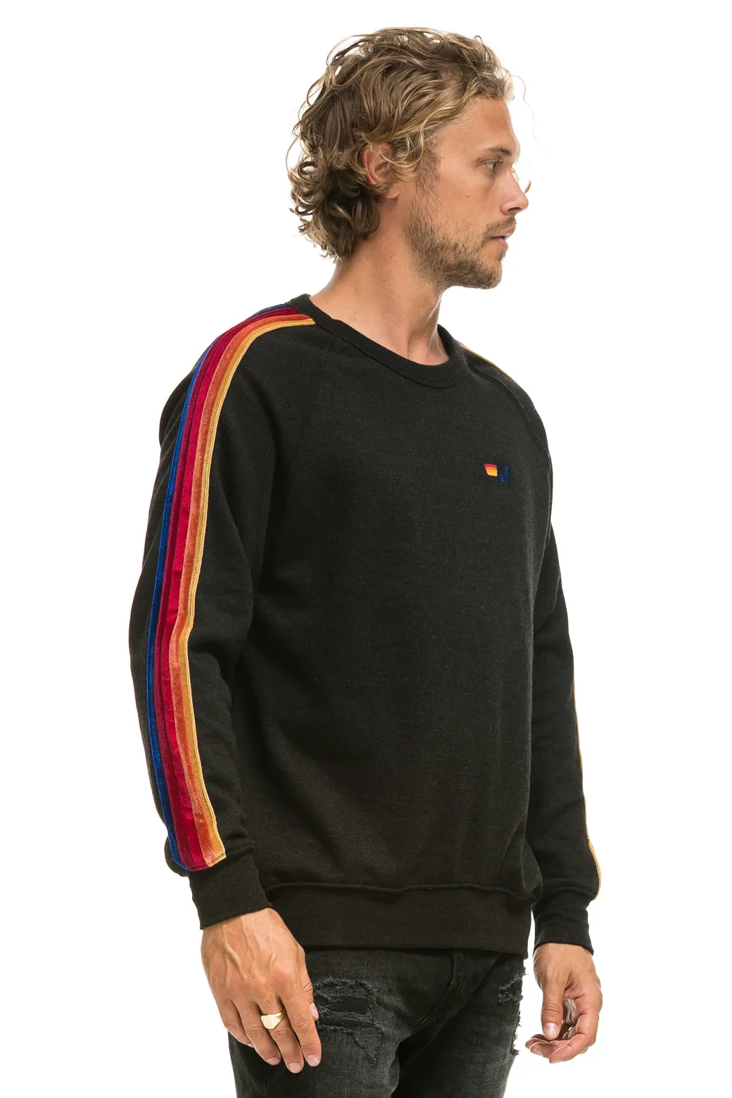 CLASSIC WITH VELVET STRIPES CREW SWEATSHIRT - BLACK sold by Aviator Nation product image thumbnail 4