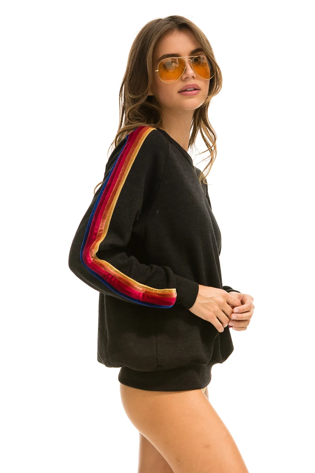 CLASSIC WITH VELVET STRIPES CREW SWEATSHIRT - BLACK sold by Aviator Nation product image thumbnail 3