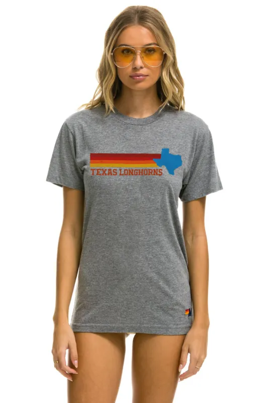 UNIVERSITY OF TEXAS STATE LOGO CREW TEE SHIRT - HEATHER sold by Aviator Nation