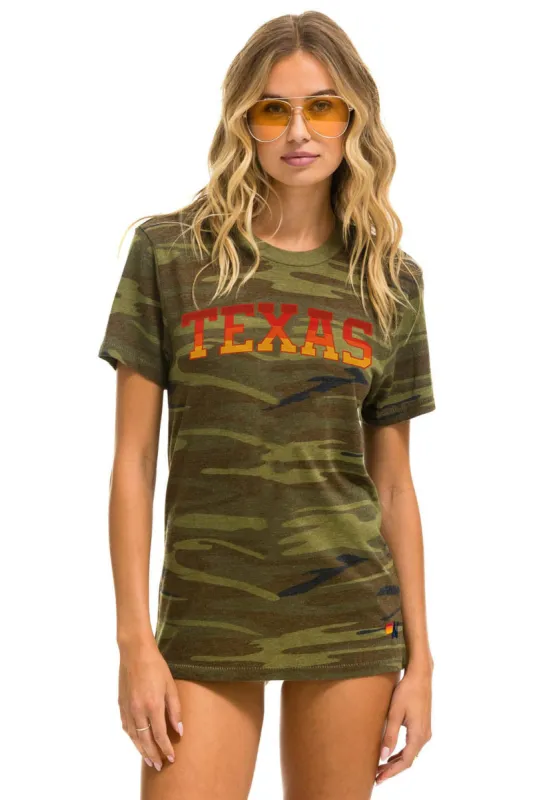 UNIVERSITY OF TEXAS CREW TEE SHIRT - CAMO sold by Aviator Nation