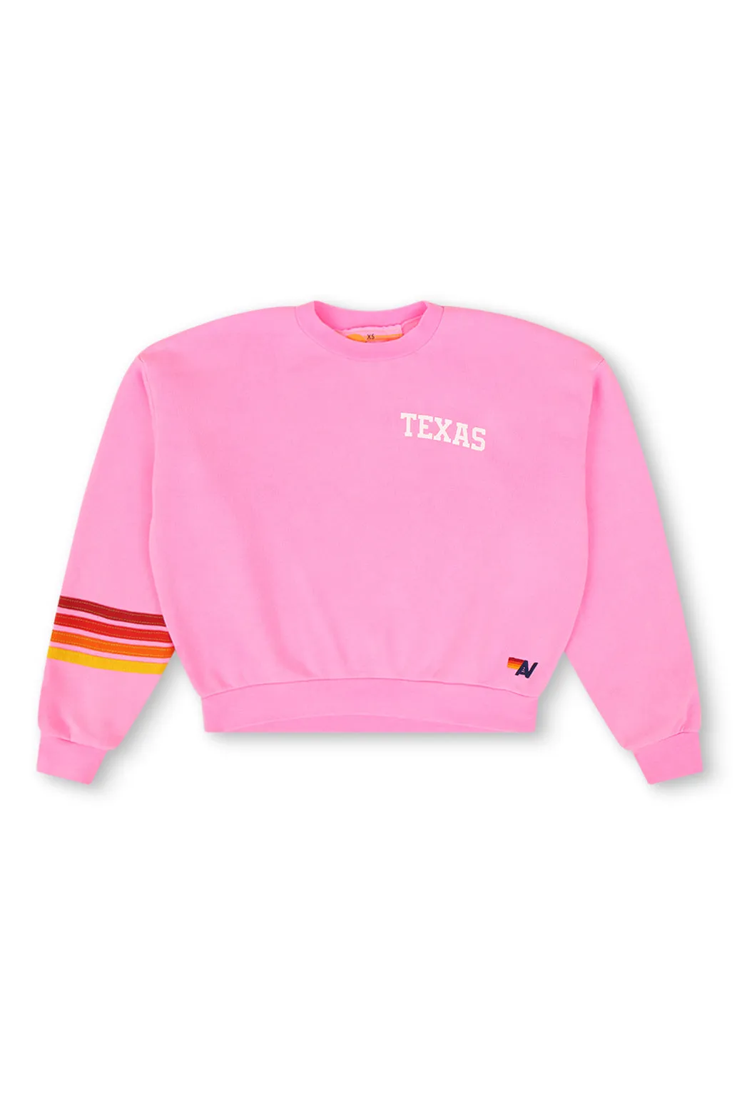 UNIVERSITY OF TEXAS RUGBY STITCH CREW SWEATSHIRT RELAXED - NEON PINK sold by Aviator Nation product image thumbnail 3