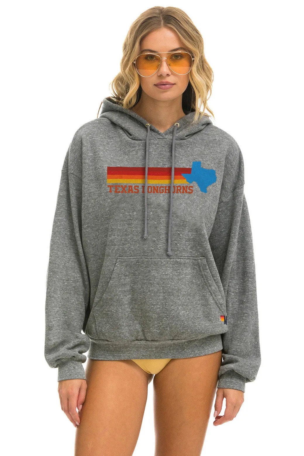 UNIVERSITY OF TEXAS STATE LOGO PULLOVER HOODIE RELAXED - HEATHER sold by Aviator Nation