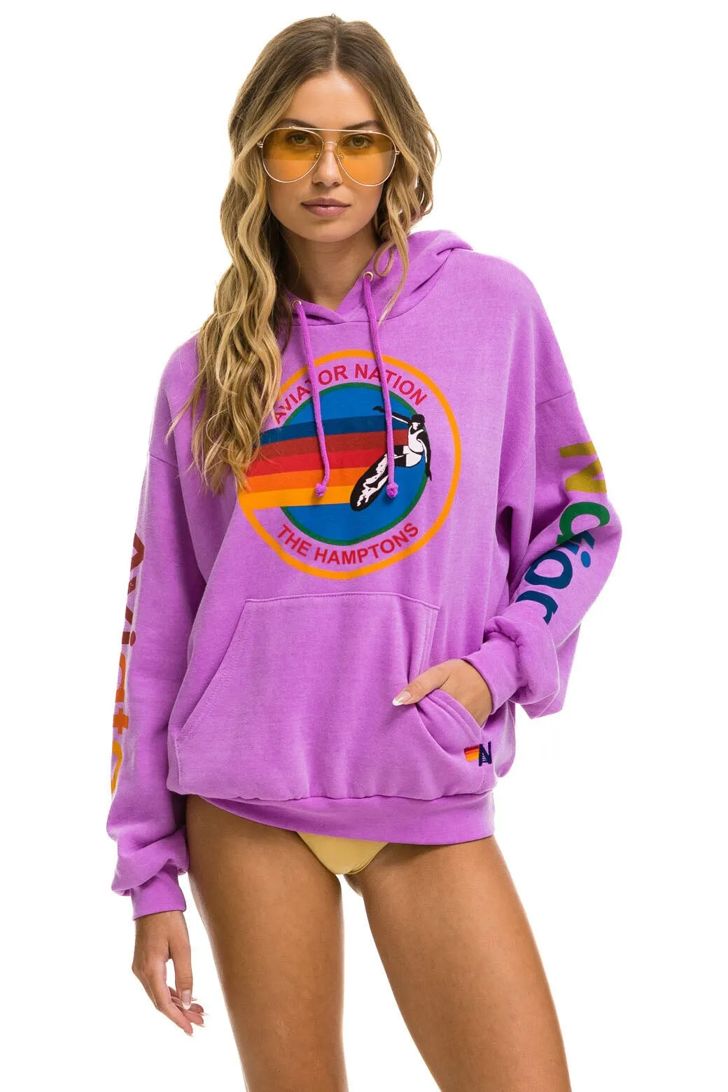 AVIATOR NATION HAMPTONS RELAXED PULLOVER HOODIE - NEON PURPLE sold by Aviator Nation