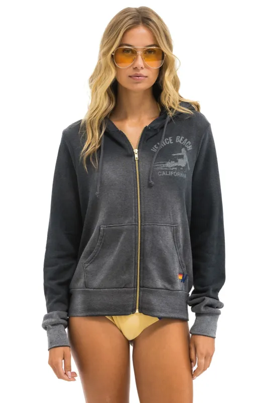 VENICE SURFER ZIP HOODIE - FADED SMOKE made by Aviator Nation