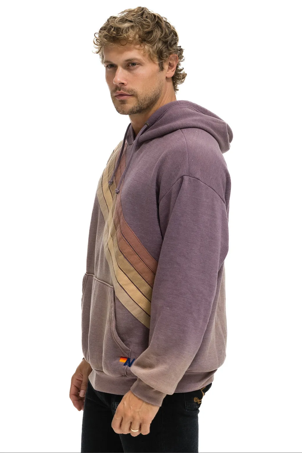CROSS STRIPE RELAXED PULLOVER HOODIE - FADED MOCHA sold by Aviator Nation product image thumbnail 4