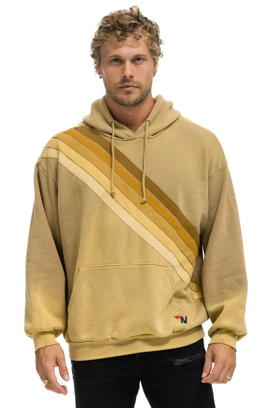 CROSS STRIPE RELAXED PULLOVER HOODIE - FADED TAN sold by Aviator Nation product image thumbnail 2