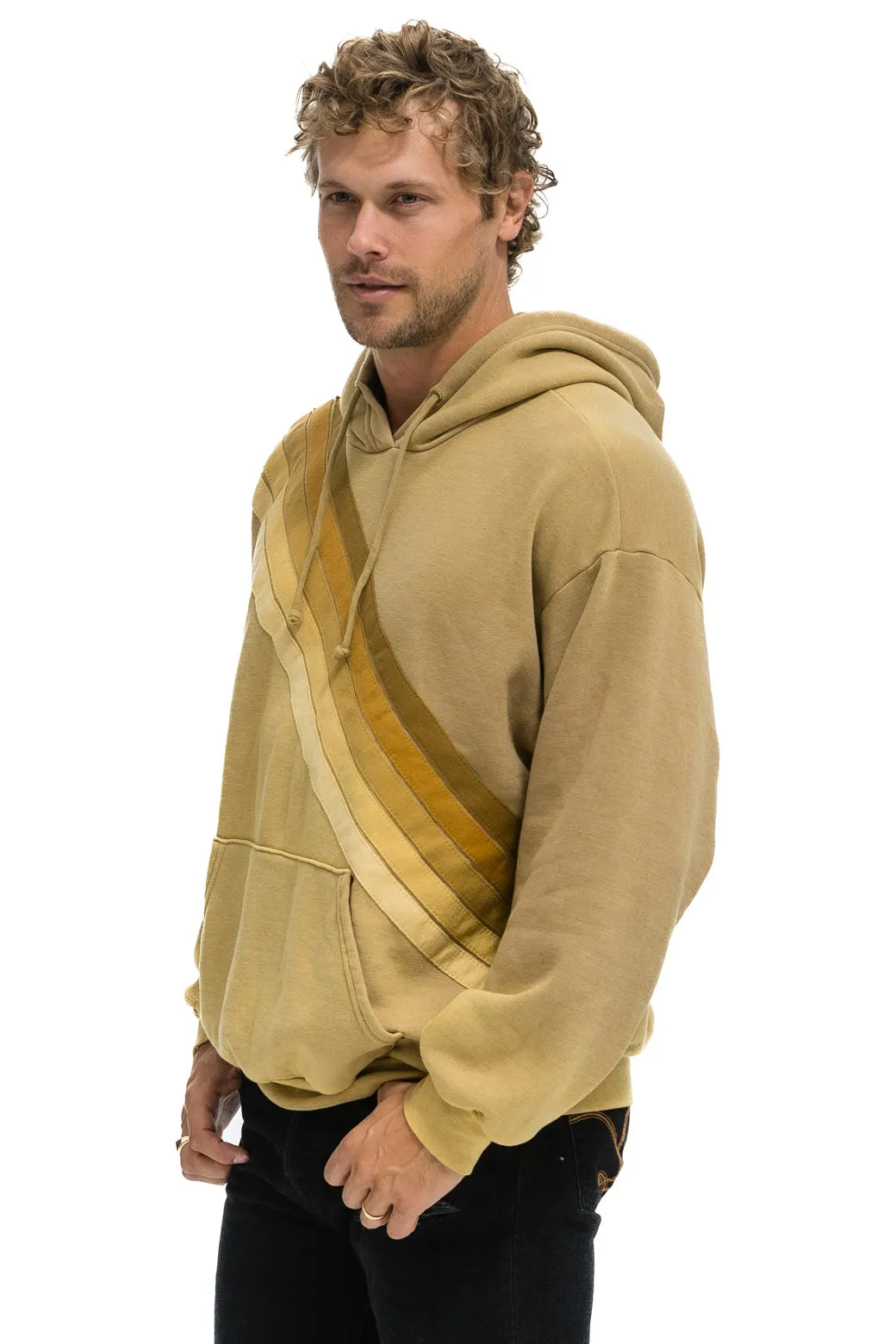 CROSS STRIPE RELAXED PULLOVER HOODIE - FADED TAN sold by Aviator Nation product image thumbnail 4