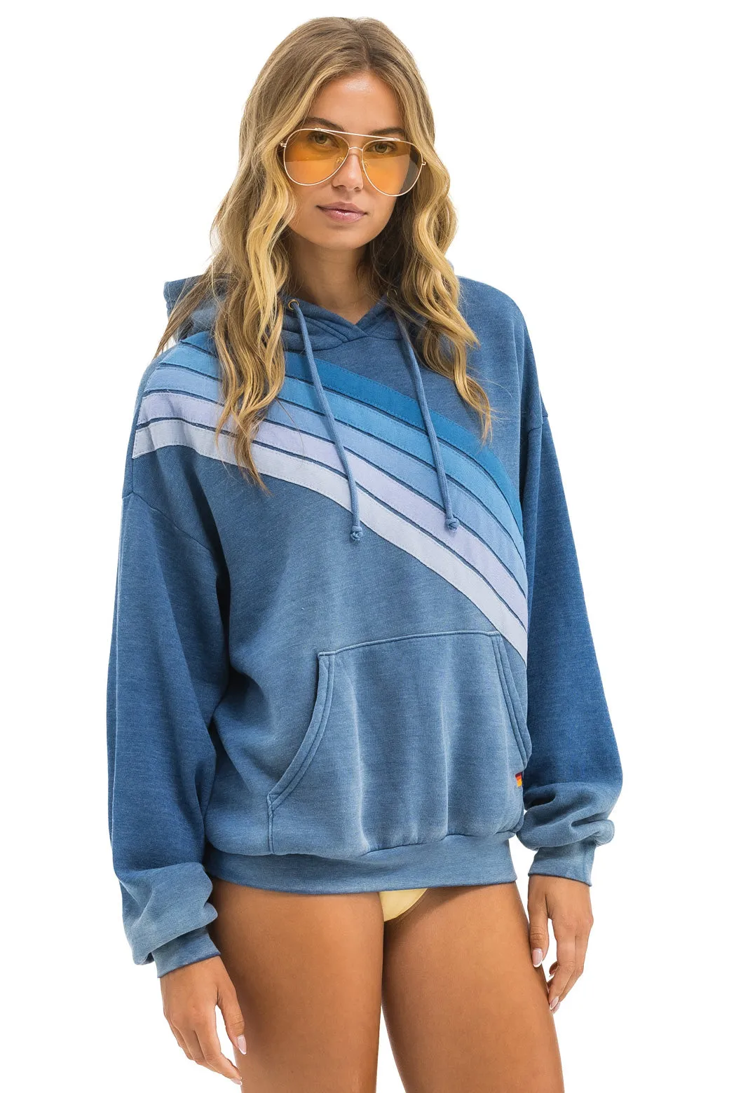 CROSS STRIPE RELAXED PULLOVER HOODIE - FADED WATER sold by Aviator Nation product image thumbnail 5
