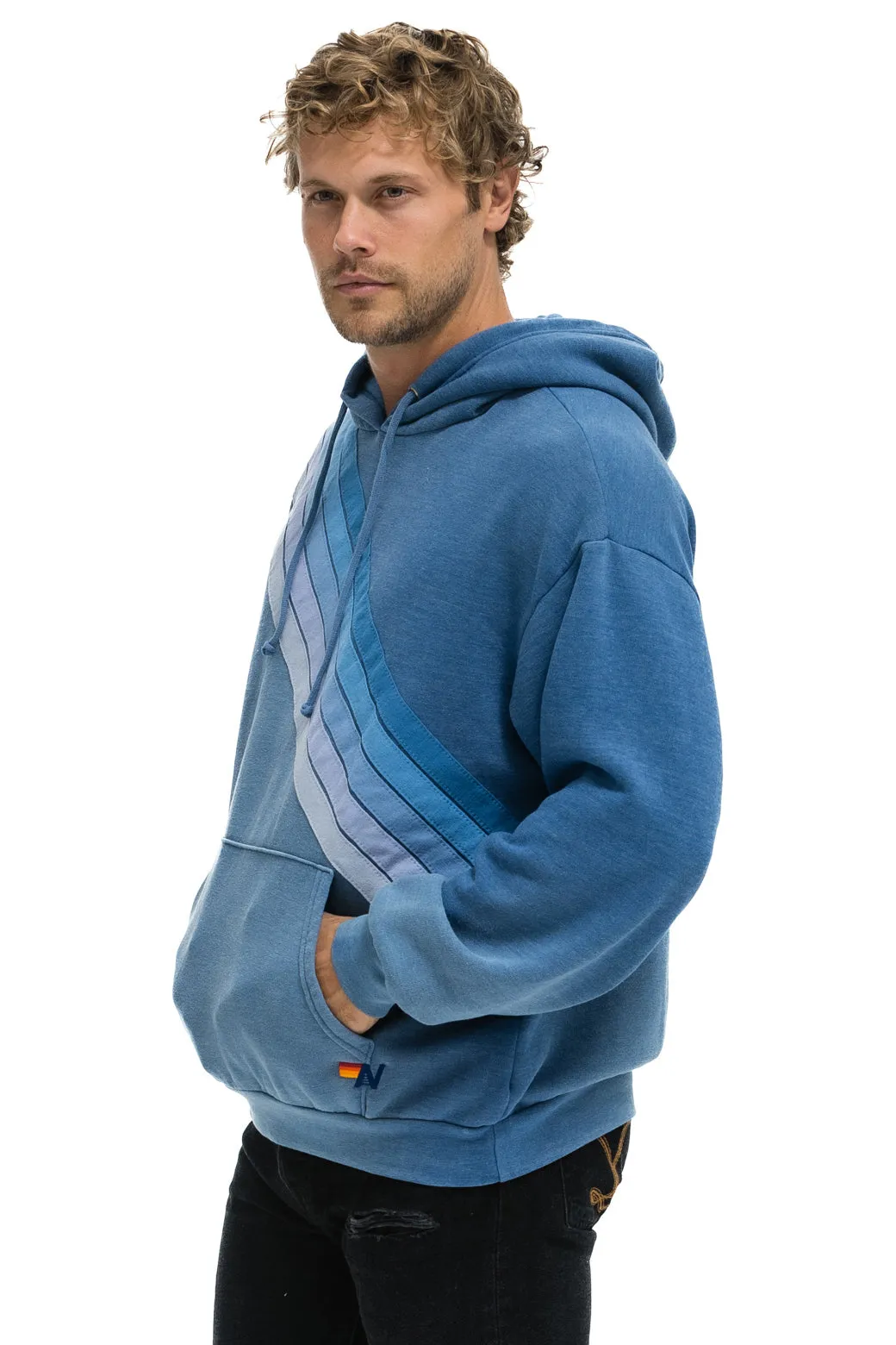 CROSS STRIPE RELAXED PULLOVER HOODIE - FADED WATER sold by Aviator Nation product image thumbnail 4
