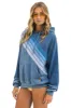 CROSS STRIPE RELAXED PULLOVER HOODIE - FADED WATER sold by Aviator Nation