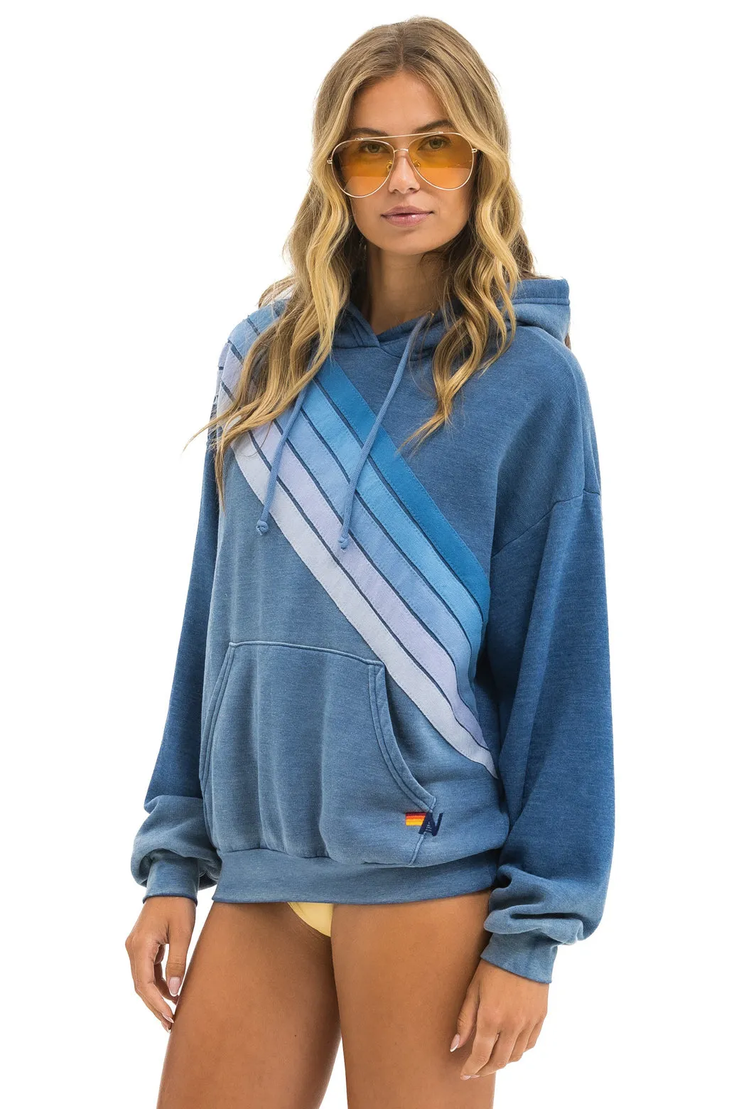 CROSS STRIPE RELAXED PULLOVER HOODIE - FADED WATER sold by Aviator Nation product image thumbnail 2