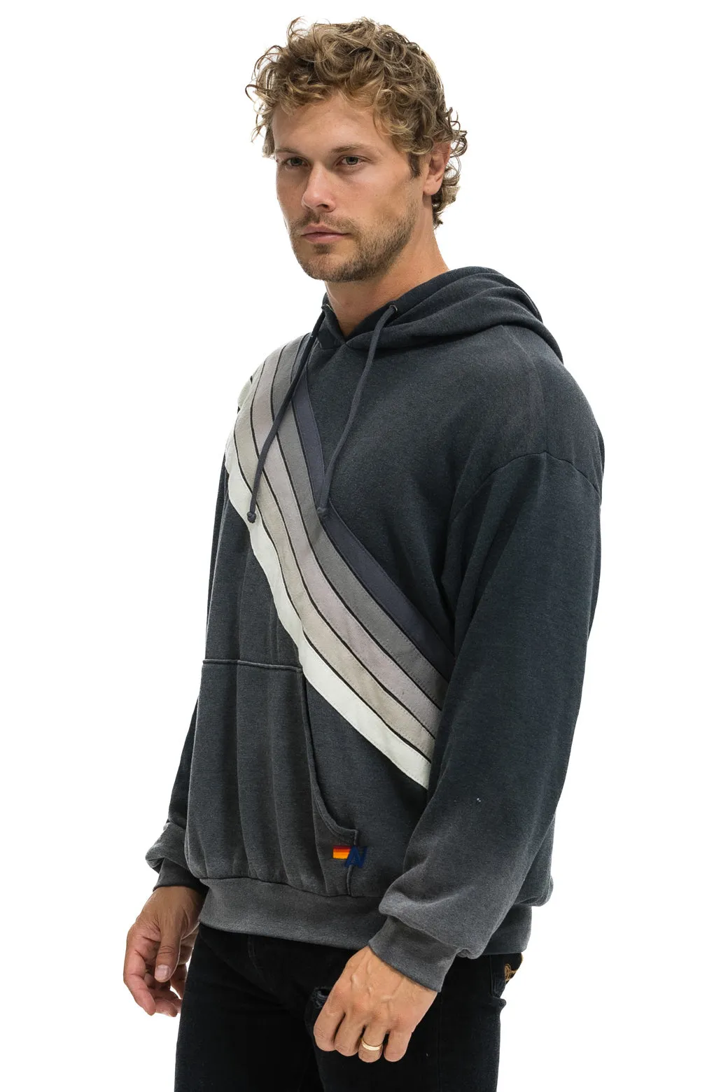 CROSS STRIPE RELAXED PULLOVER HOODIE - FADED SMOKE sold by Aviator Nation product image thumbnail 4