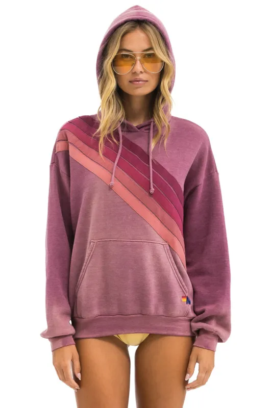CROSS STRIPE RELAXED PULLOVER HOODIE - FADED BERRY sold by Aviator Nation