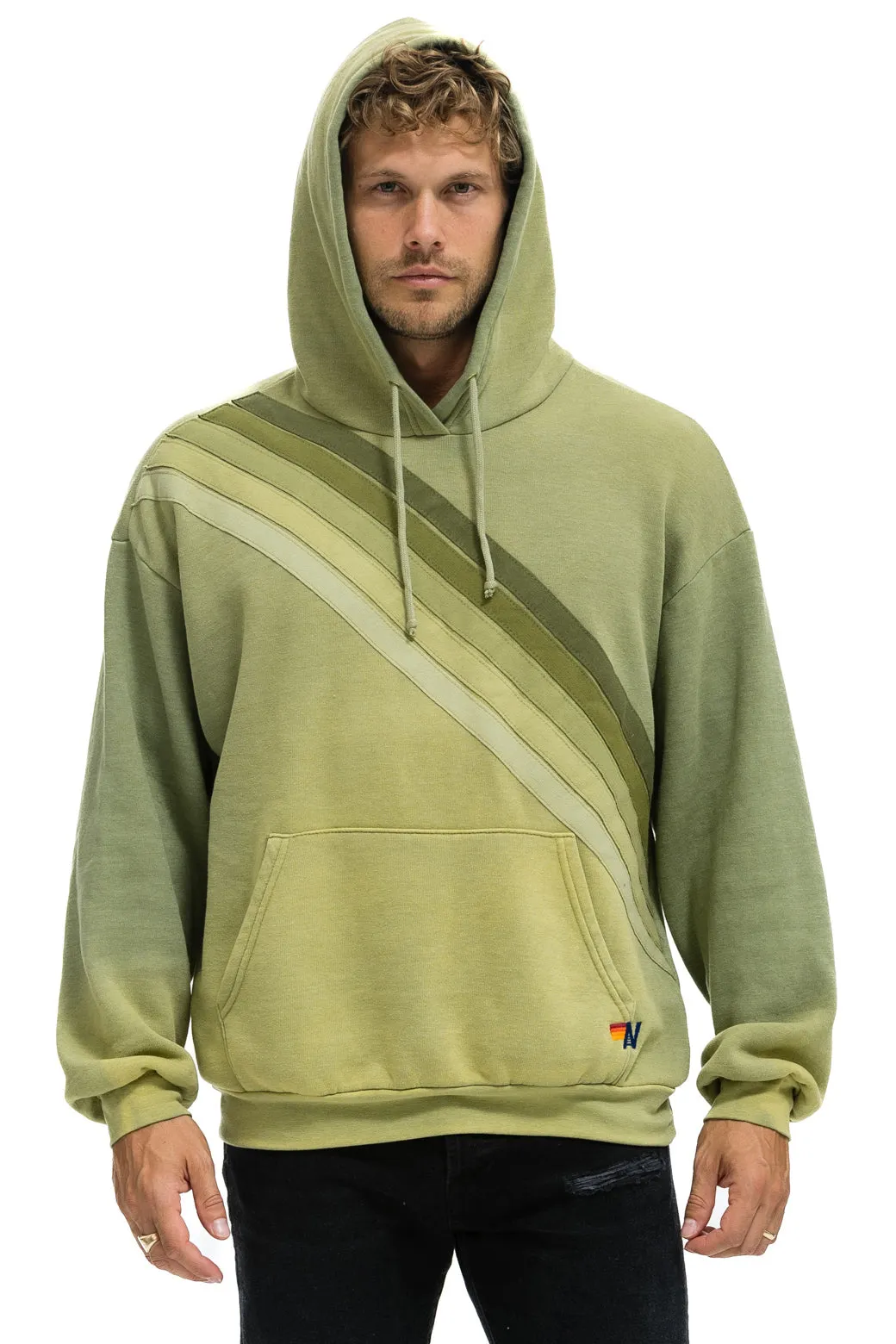 CROSS STRIPE RELAXED PULLOVER HOODIE - FADED ARMY sold by Aviator Nation product image thumbnail 2