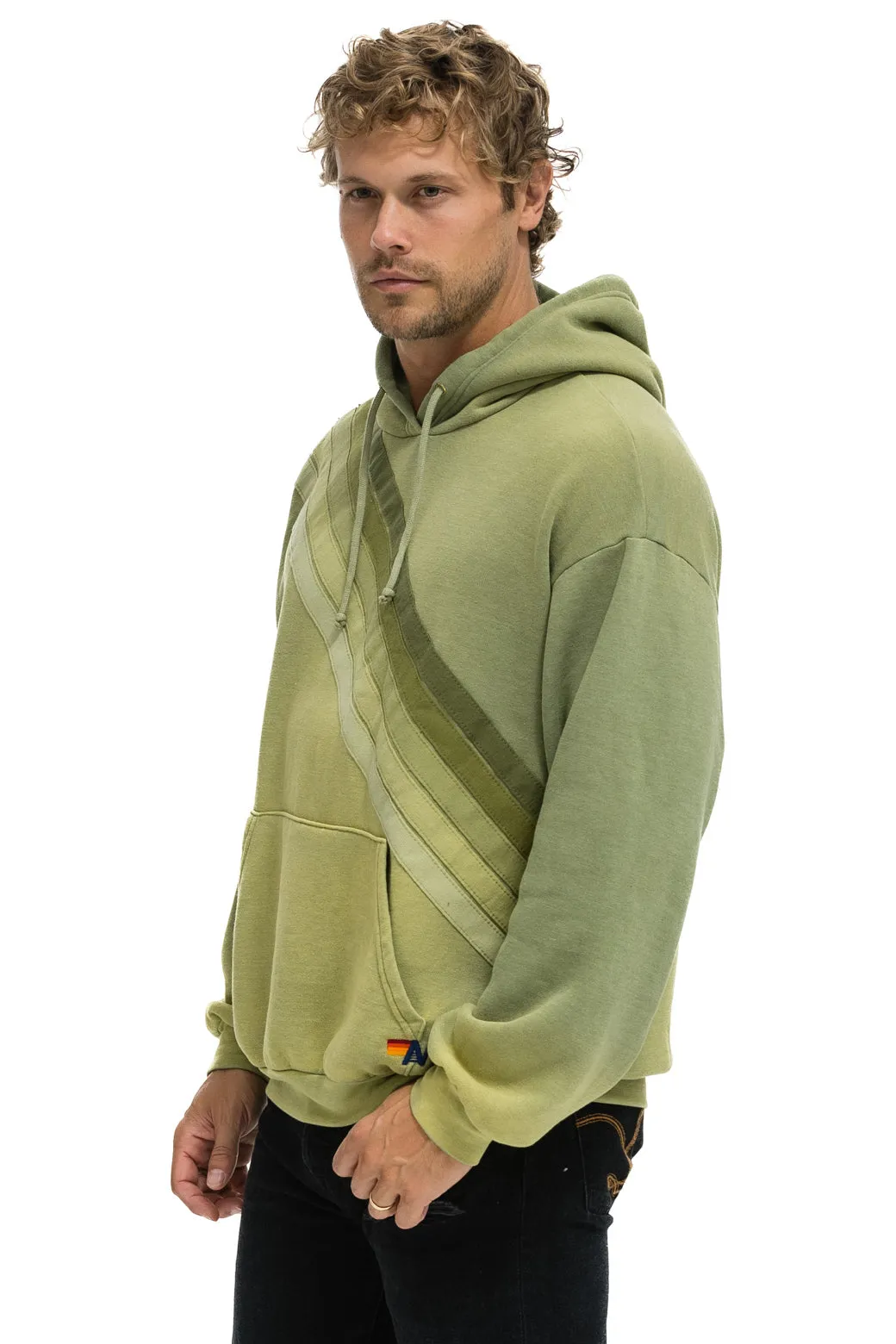 CROSS STRIPE RELAXED PULLOVER HOODIE - FADED ARMY sold by Aviator Nation product image thumbnail 4