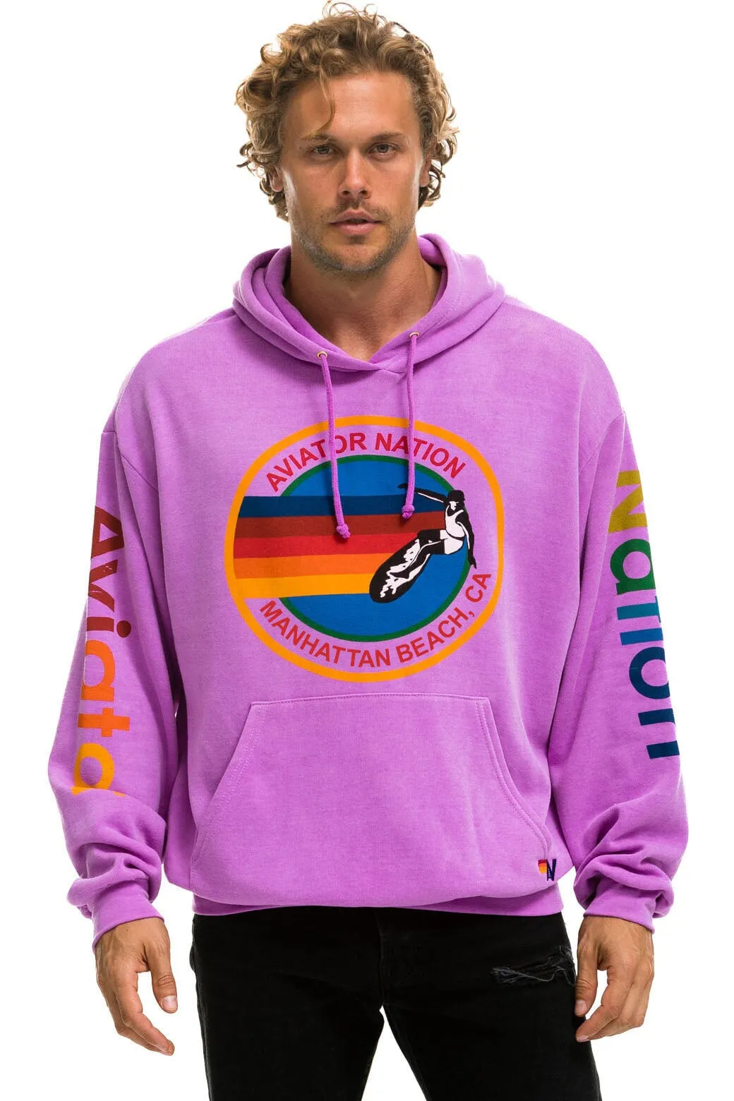 AVIATOR NATION MANHATTAN BEACH RELAXED PULLOVER HOODIE - NEON PURPLE sold by Aviator Nation product image thumbnail 2