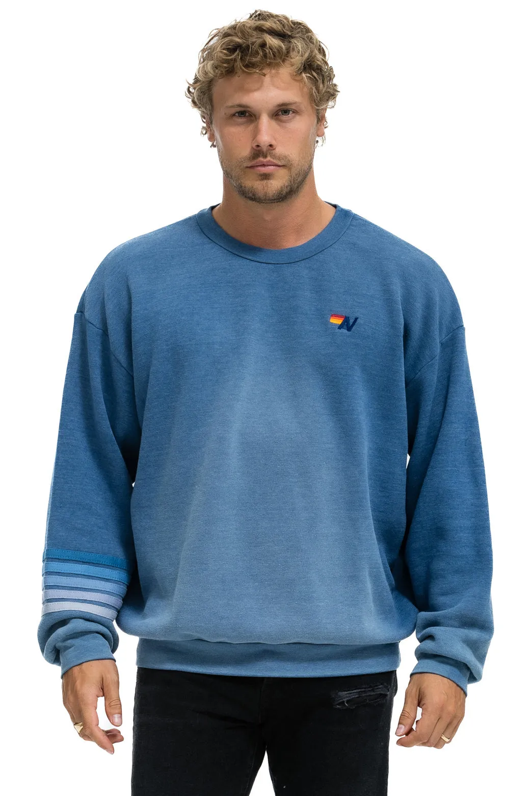 RUGBY STITCH RELAXED CREW SWEATSHIRT - FADED WATER sold by Aviator Nation product image thumbnail 2