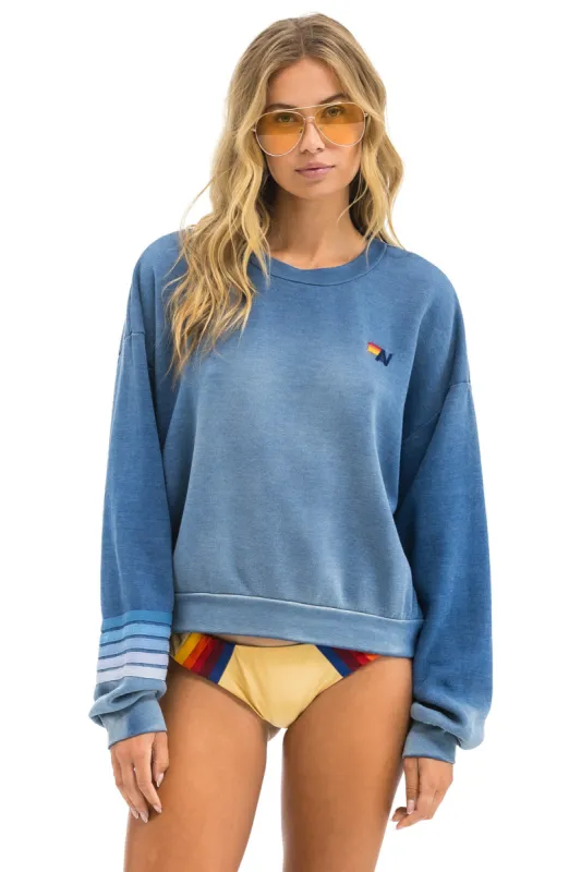 RUGBY STITCH RELAXED CREW SWEATSHIRT - FADED WATER sold by Aviator Nation