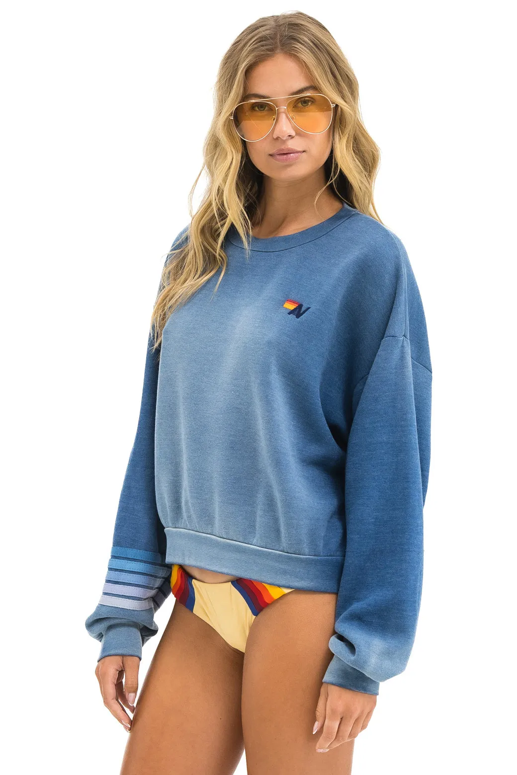 RUGBY STITCH RELAXED CREW SWEATSHIRT - FADED WATER sold by Aviator Nation product image thumbnail 5