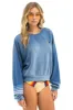 RUGBY STITCH RELAXED CREW SWEATSHIRT - FADED WATER sold by Aviator Nation
