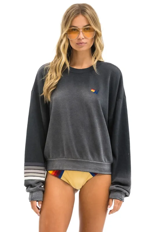 RUGBY STITCH RELAXED CREW SWEATSHIRT - FADED SMOKE sold by Aviator Nation