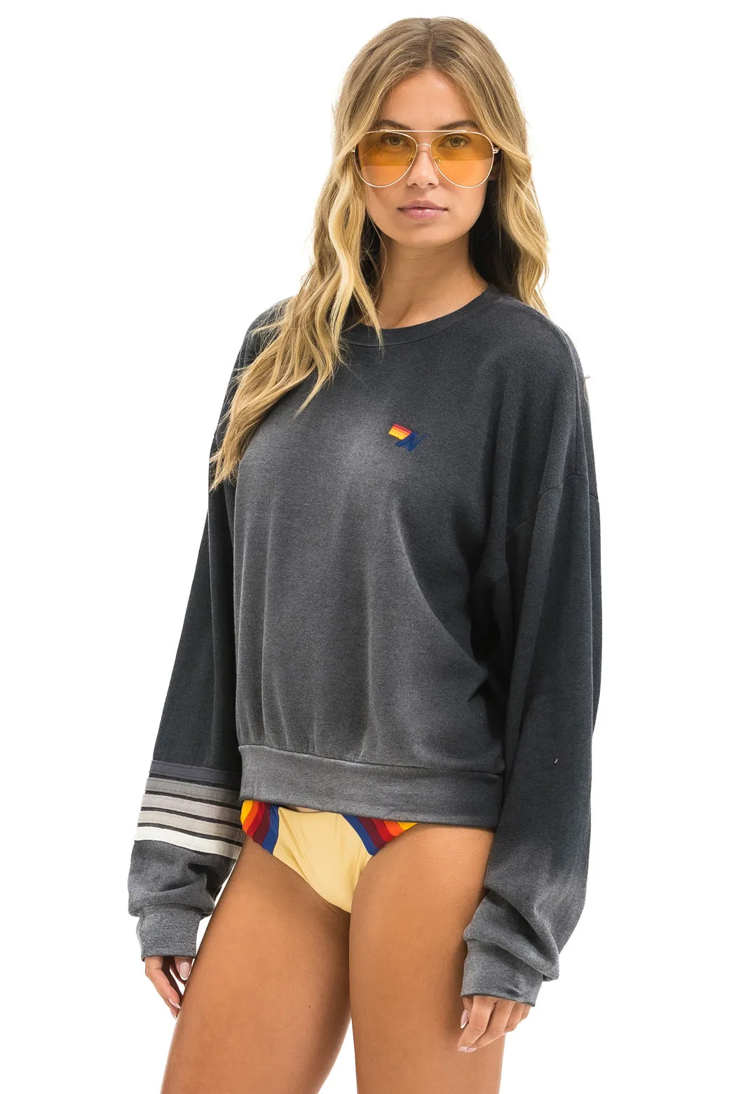 RUGBY STITCH RELAXED CREW SWEATSHIRT - FADED SMOKE sold by Aviator Nation product image thumbnail 5