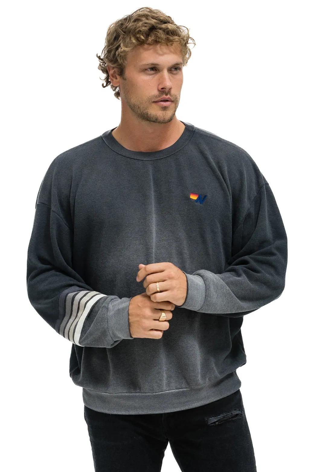 RUGBY STITCH RELAXED CREW SWEATSHIRT - FADED SMOKE sold by Aviator Nation product image thumbnail 4