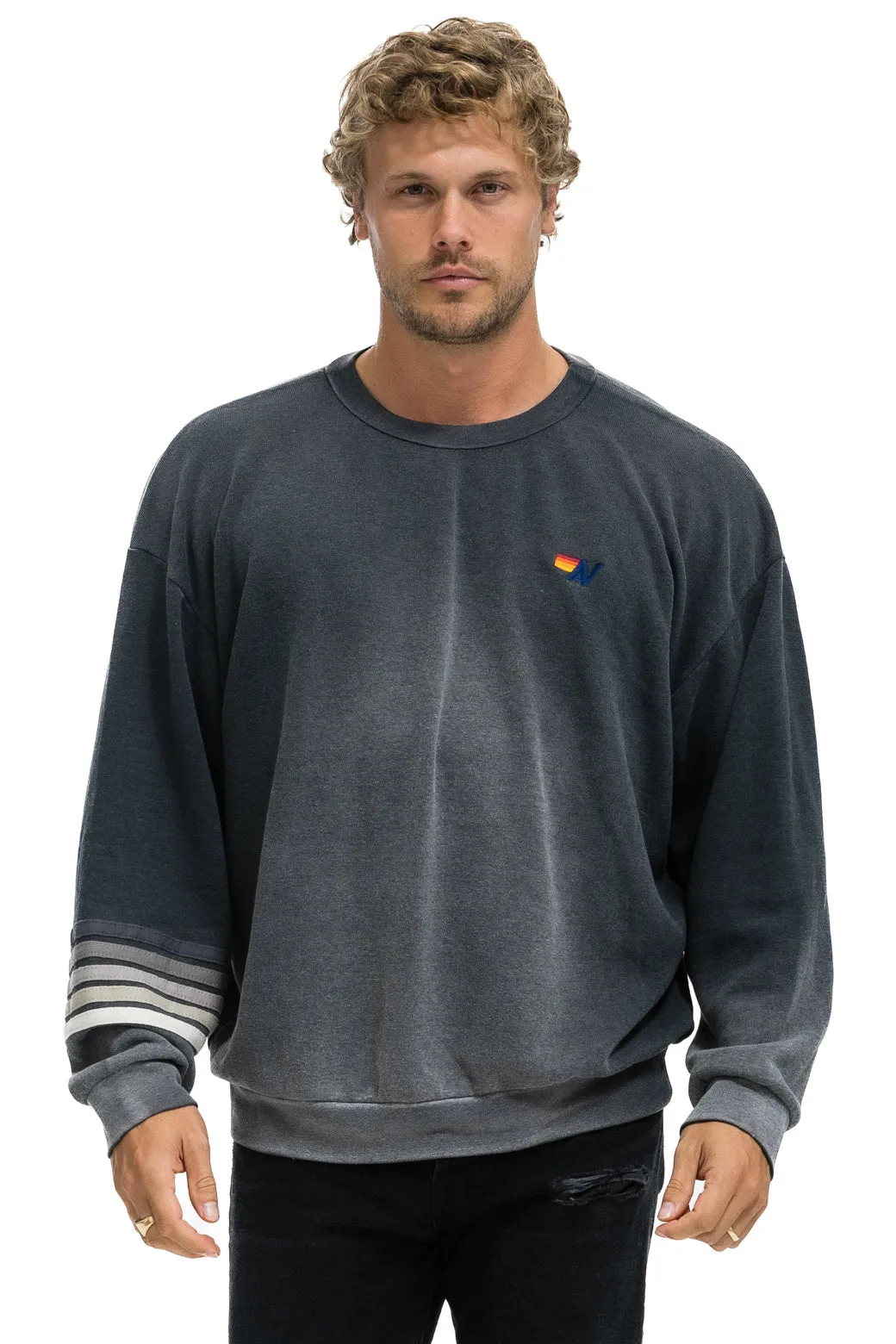 RUGBY STITCH RELAXED CREW SWEATSHIRT - FADED SMOKE sold by Aviator Nation product image thumbnail 2