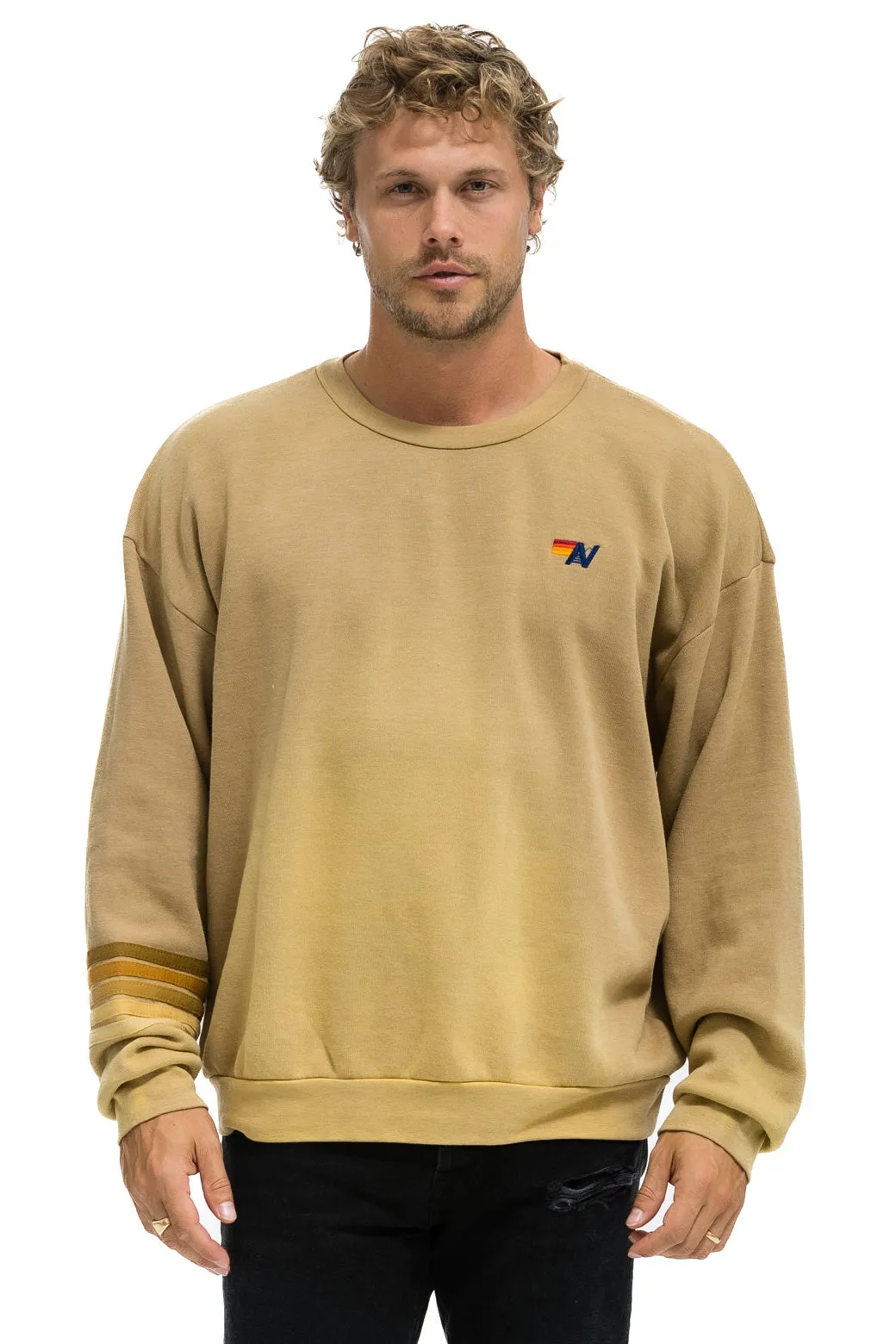 RUGBY STITCH RELAXED CREW SWEATSHIRT - FADED TAN sold by Aviator Nation product image thumbnail 4