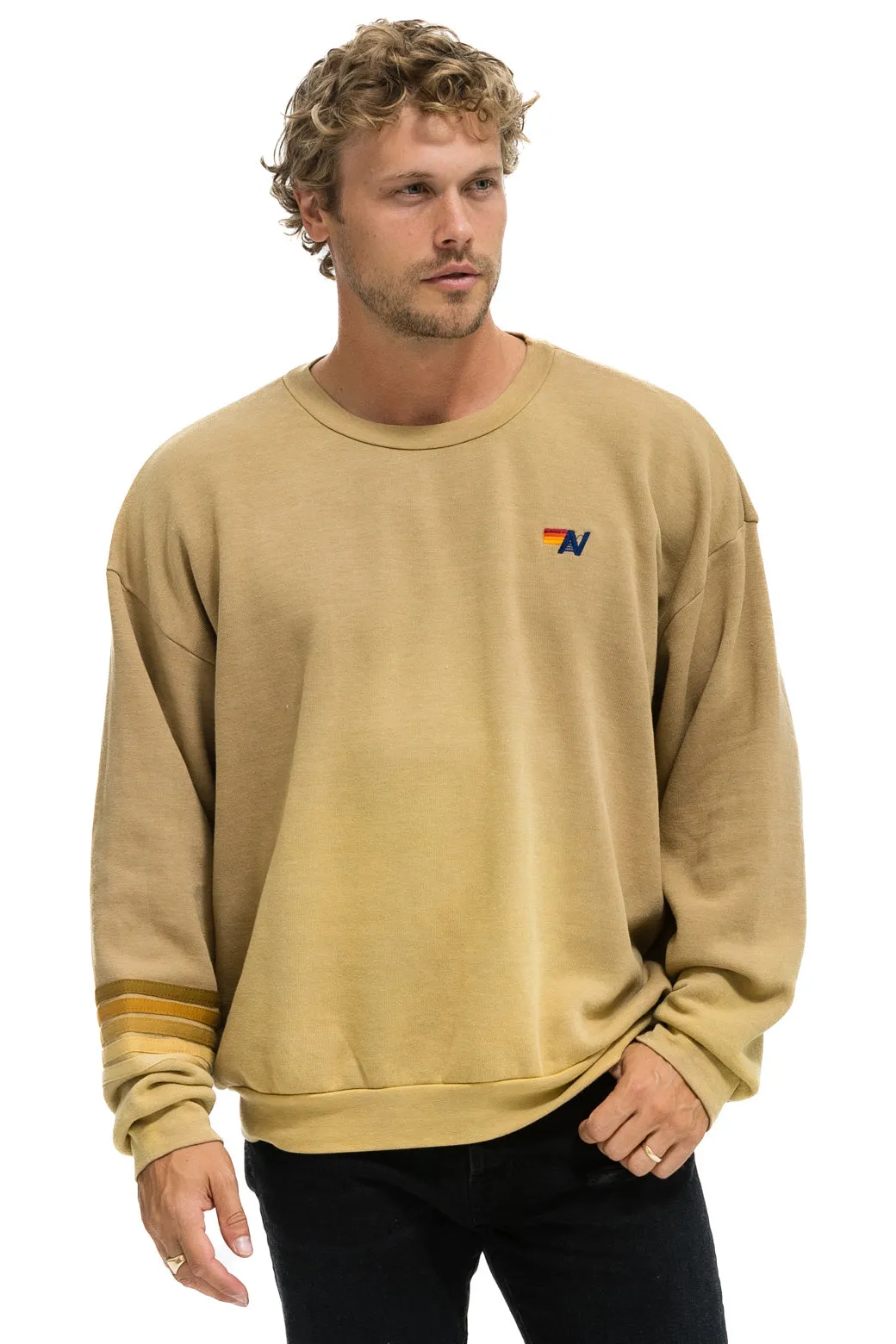 RUGBY STITCH RELAXED CREW SWEATSHIRT - FADED TAN sold by Aviator Nation product image thumbnail 2
