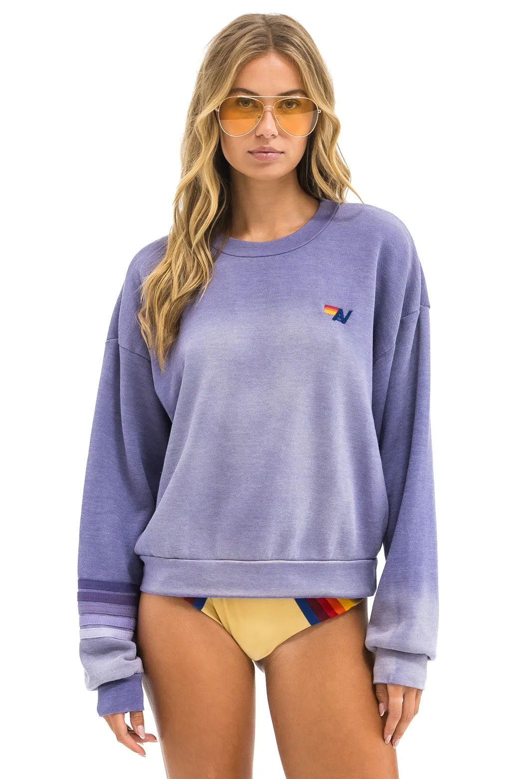 RUGBY STITCH RELAXED CREW SWEATSHIRT - FADED GRAPE sold by Aviator Nation