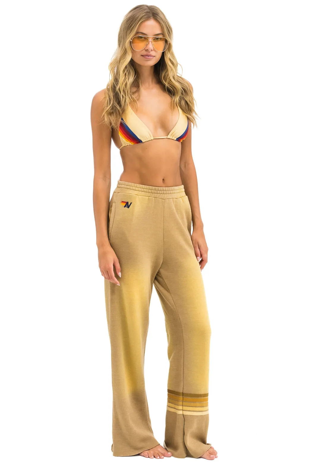 RUGBY STITCH WIDE LEG POCKET SWEATPANTS - FADED TAN sold by Aviator Nation product image thumbnail 4