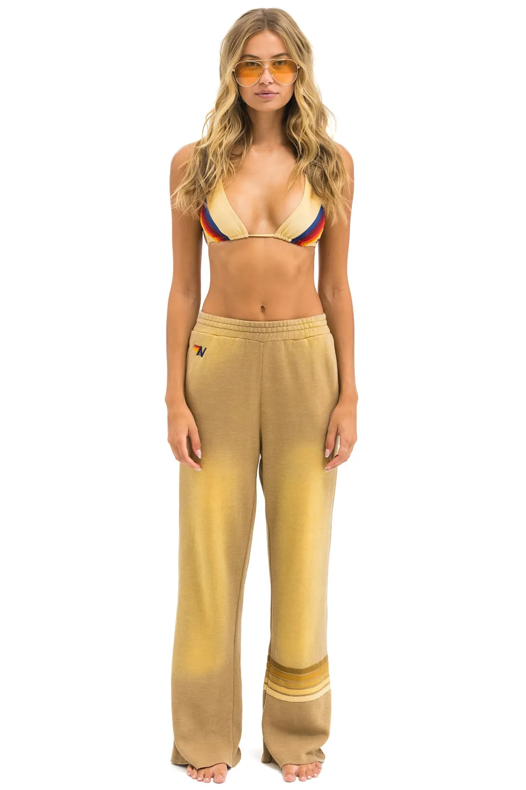 RUGBY STITCH WIDE LEG POCKET SWEATPANTS - FADED TAN sold by Aviator Nation