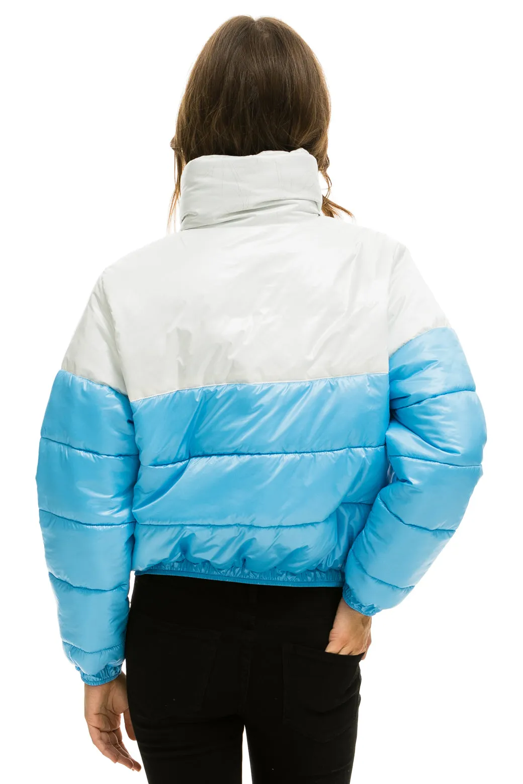 COLOR BLOCK HALF AND HALF APRES PUFFER JACKET - WHITE GLOSSY sold by Aviator Nation product image thumbnail 3