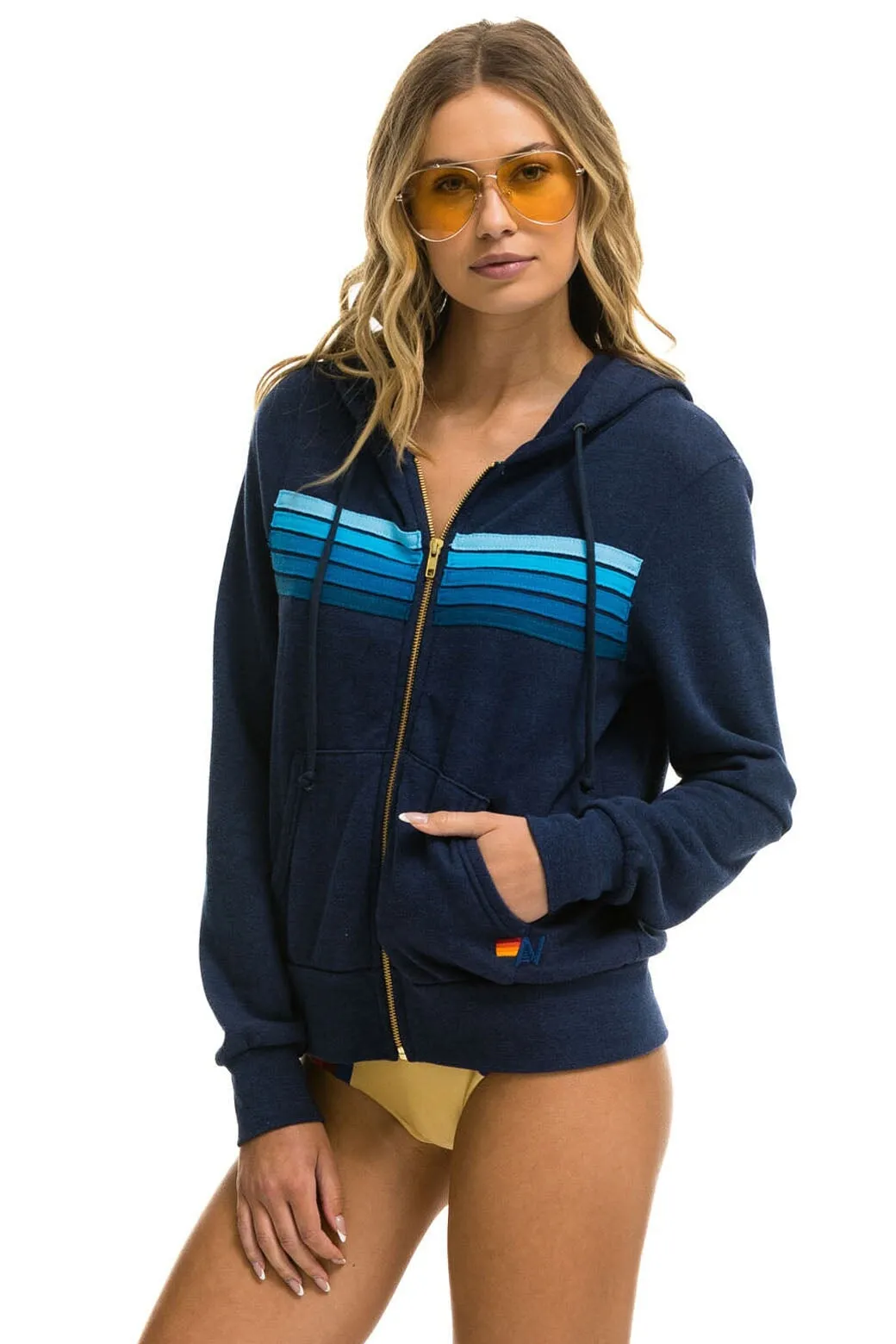5 STRIPE HOODIE - NAVY // BLUE sold by Aviator Nation product image thumbnail 3