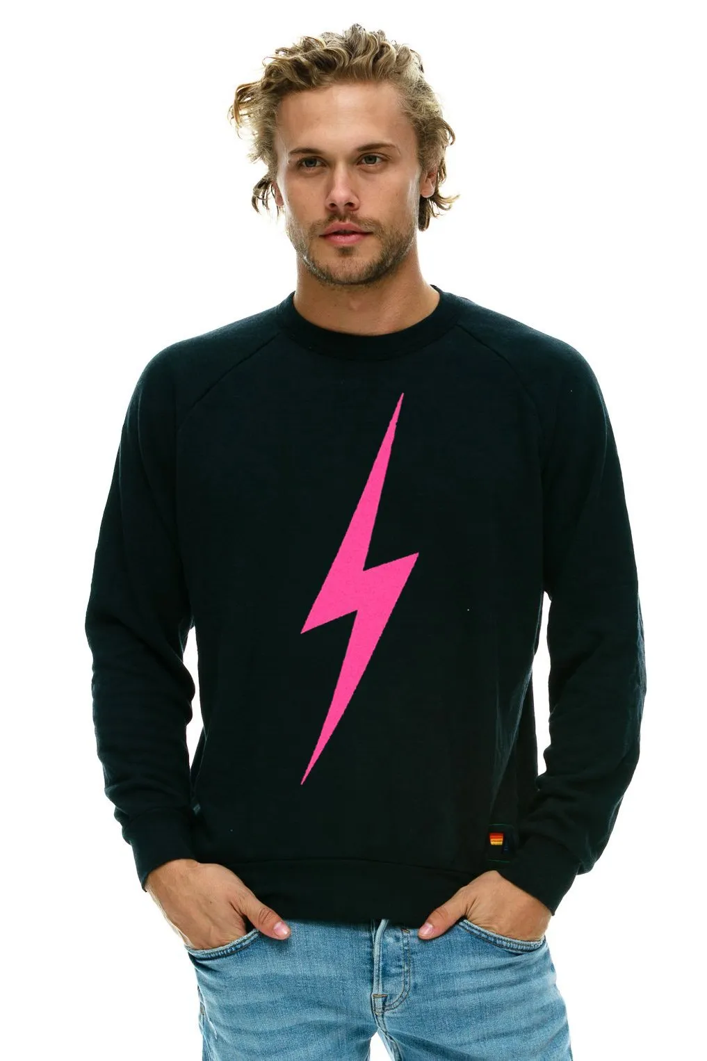 BOLT CREW SWEATSHIRT - CHARCOAL // NEON PINK sold by Aviator Nation product image thumbnail 2
