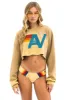 VINTAGE LOGO CROPPED CREW SWEATSHIRT RELAXED - FADED TAN sold by Aviator Nation