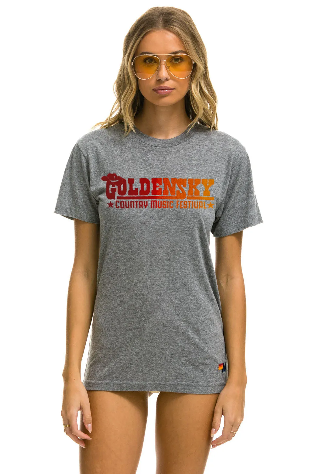 GOLDENSKY FESTIVAL 2024 UNISEX CREW TEE - HEATHER GREY sold by Aviator Nation