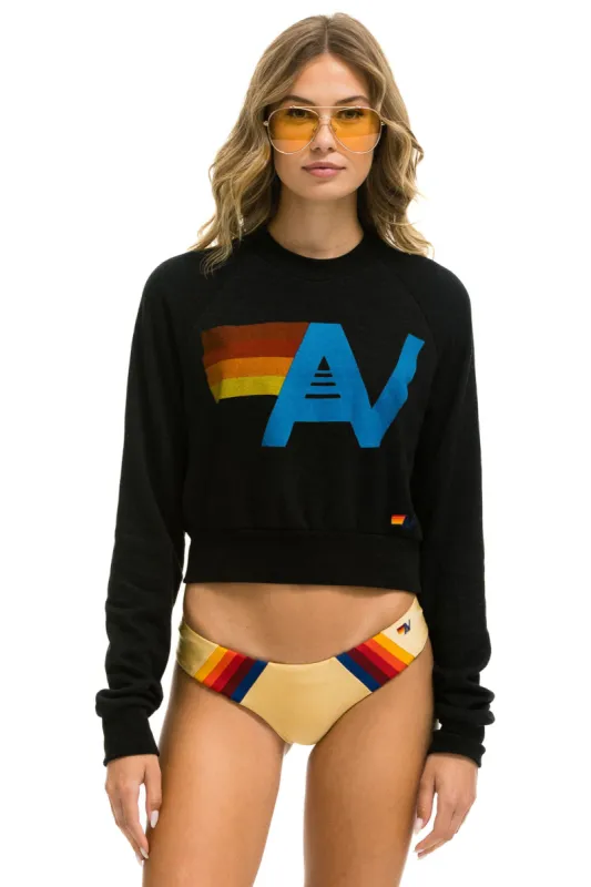 LOGO CROPPED CREW SWEATSHIRT - BLACK sold by Aviator Nation